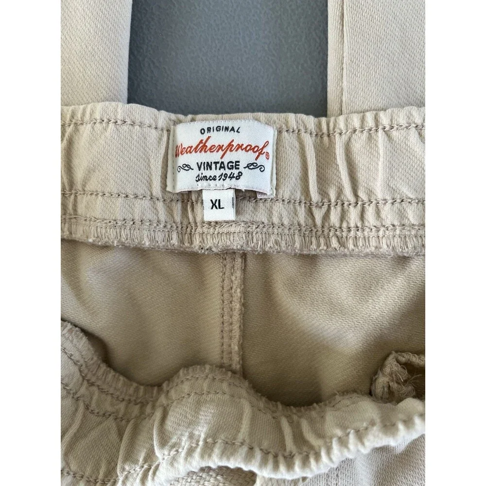 Weatherproof Vintage Men’s Cotton Stretch Jogger Pants Beige Khaki Size XL